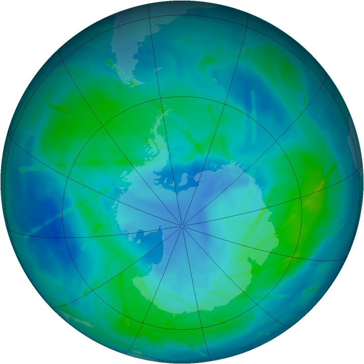 Antarctic ozone map for 27 February 2011